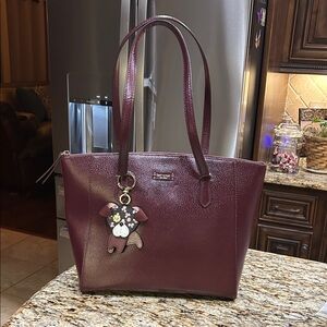 Retired Kate Spade Like New Elegant Burgundy Leather Tote Bag